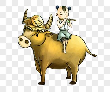 清明节男孩骑牛图片