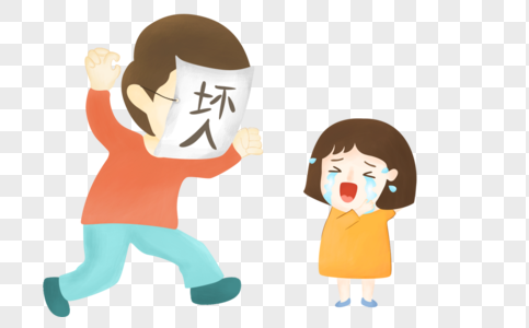 坏人吓唬小女孩图片素材