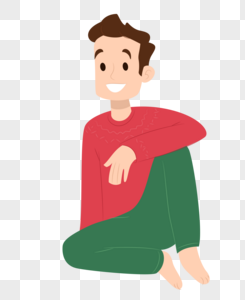坐着卡通小人图片