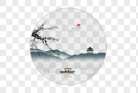中国风背景手绘梅花树高清图片