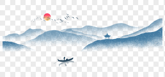 中国风背景手绘山水高清图片
