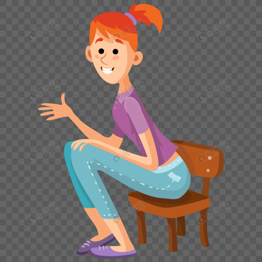 坐在板凳上说话的妈妈元素素材下载-正版素材400261600-摄图网