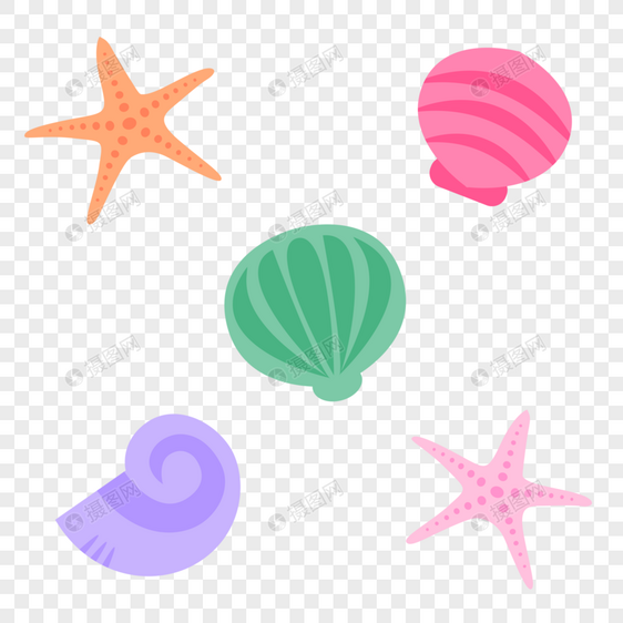 海滩海洋生物贝壳海星元素图片