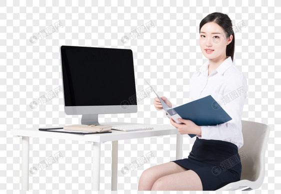 坐在办公桌前的职业女性图片图片
