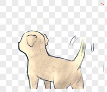 小狗背影手绘动物背影高清图片