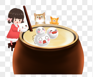 元宵节女孩煮汤圆图片