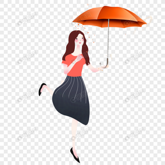 伞下女孩图片