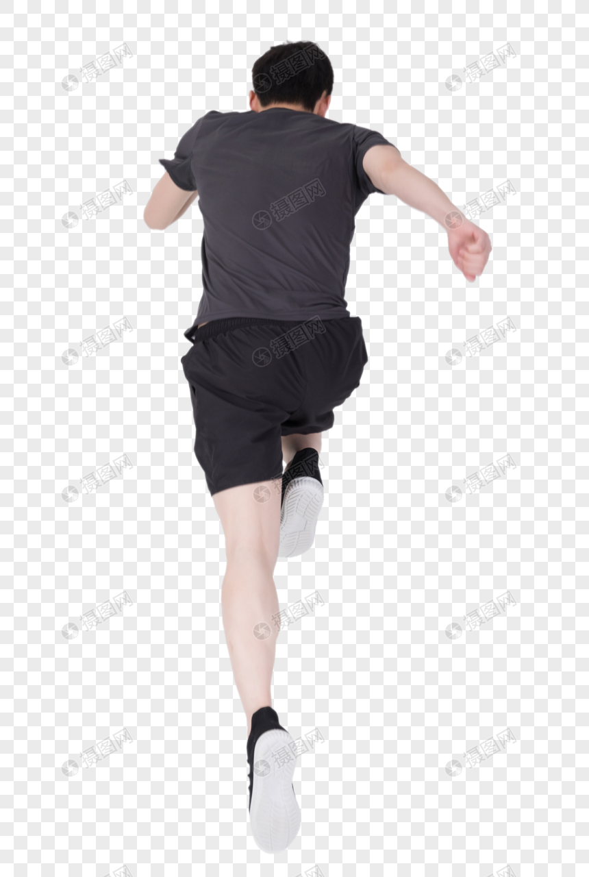 健身运动员跑步冲刺背影