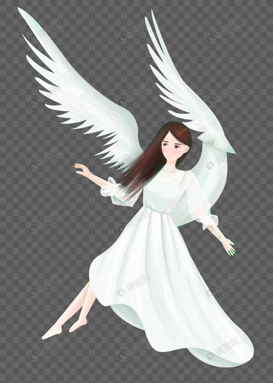 白色翅膀天使图片