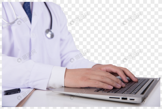 正在打字用电脑的医生图片