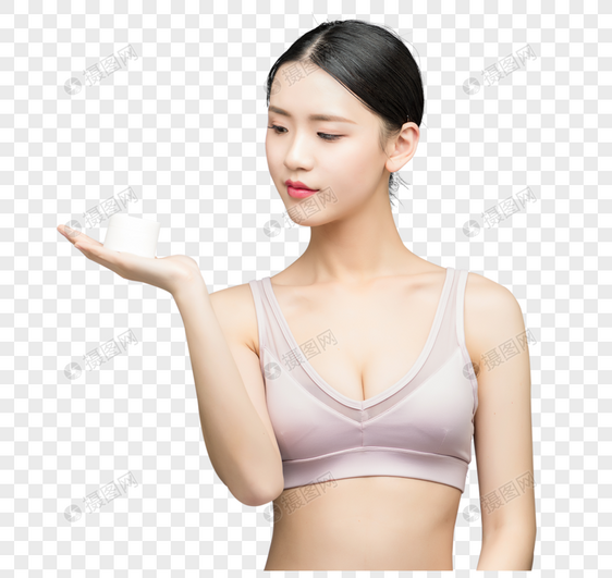 性感美女手持护肤乳图片