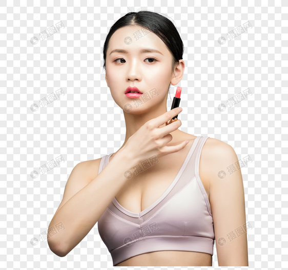 性感美女涂口红图片