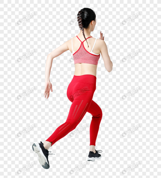 健身女性跑步冲刺背影图片