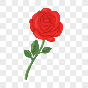 一支玫瑰花手绘红玫瑰元素高清图片