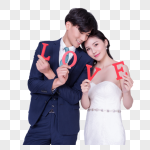 情侣婚纱手持love字母图片