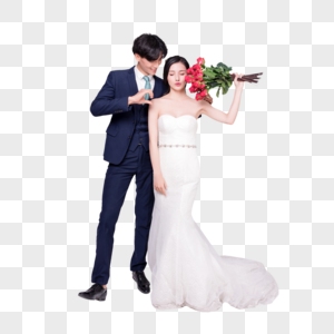 情侣婚纱手持玫瑰花图片