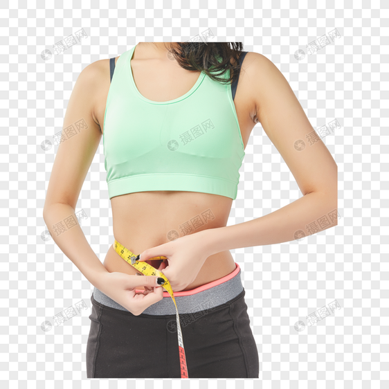 青年女性测量腰围图片