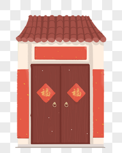 大门古典红色门高清图片