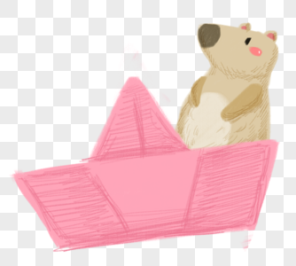 粉色纸船与小熊图片