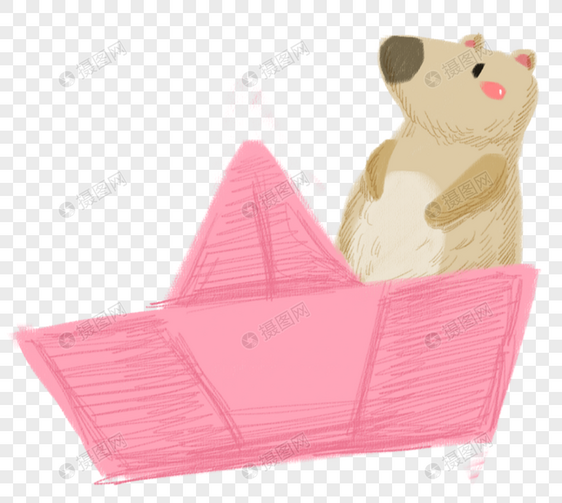 粉色纸船与小熊图片