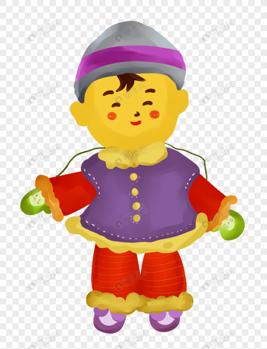 免抠元素 手绘/卡通元素 戴手套男孩.png