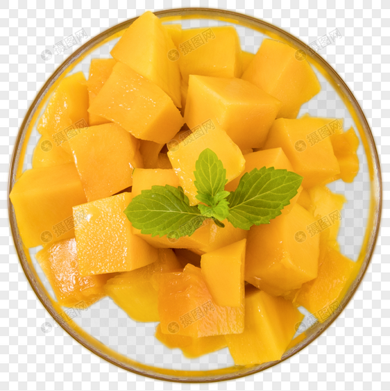 一盘切成块的芒果