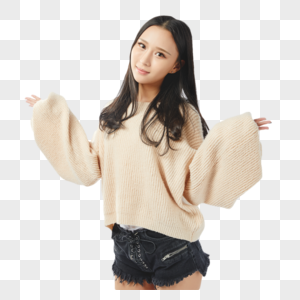 年轻女孩举双手无奈动作图片素材