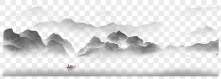 中国风水墨山水画云海高清图片素材