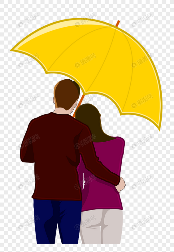伞下情侣图片