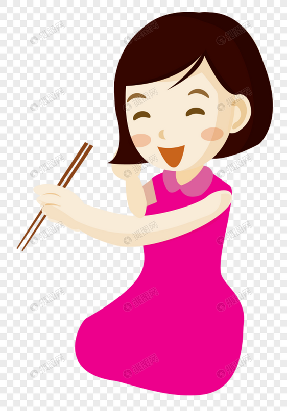手拿筷子吃饭妈妈