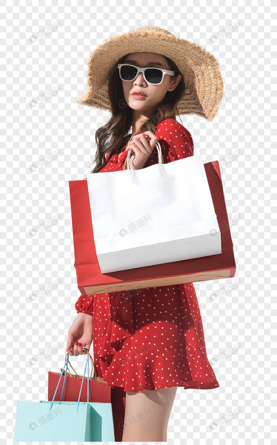 时尚女性夏日购物形象图片