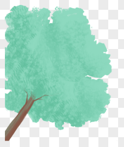 小清新绿色手绘大树图片