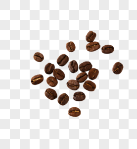 白背景上的几颗咖啡豆图片