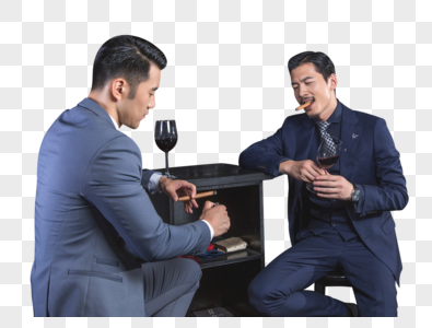高端商务男士抽雪茄喝红酒高清图片