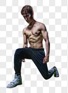 健身房强壮男性深蹲运动图片