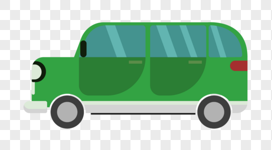 绿色汽车公交车插画元素高清图片