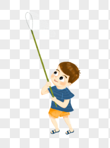 拿渔网的小男孩图片