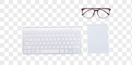简约键盘眼镜平铺拍摄图片