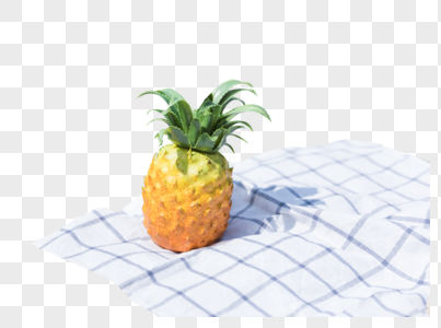 草地野餐布上的水果菠萝图片
