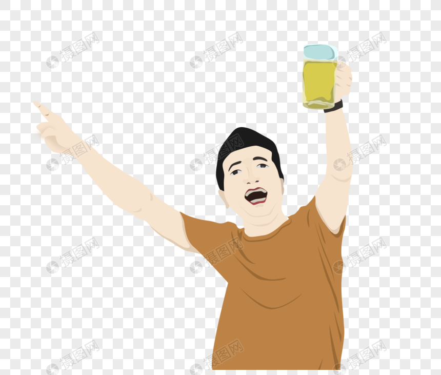 男人喝啤酒元素素材下载-正版素材400343708-摄图网