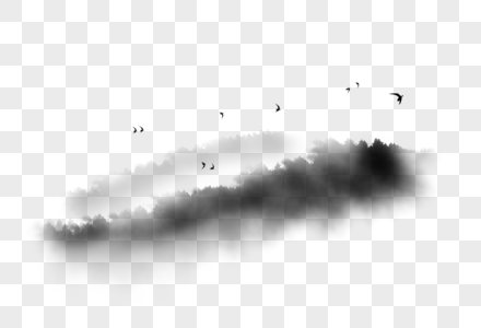 水墨山鸟黑白淡彩高清图片