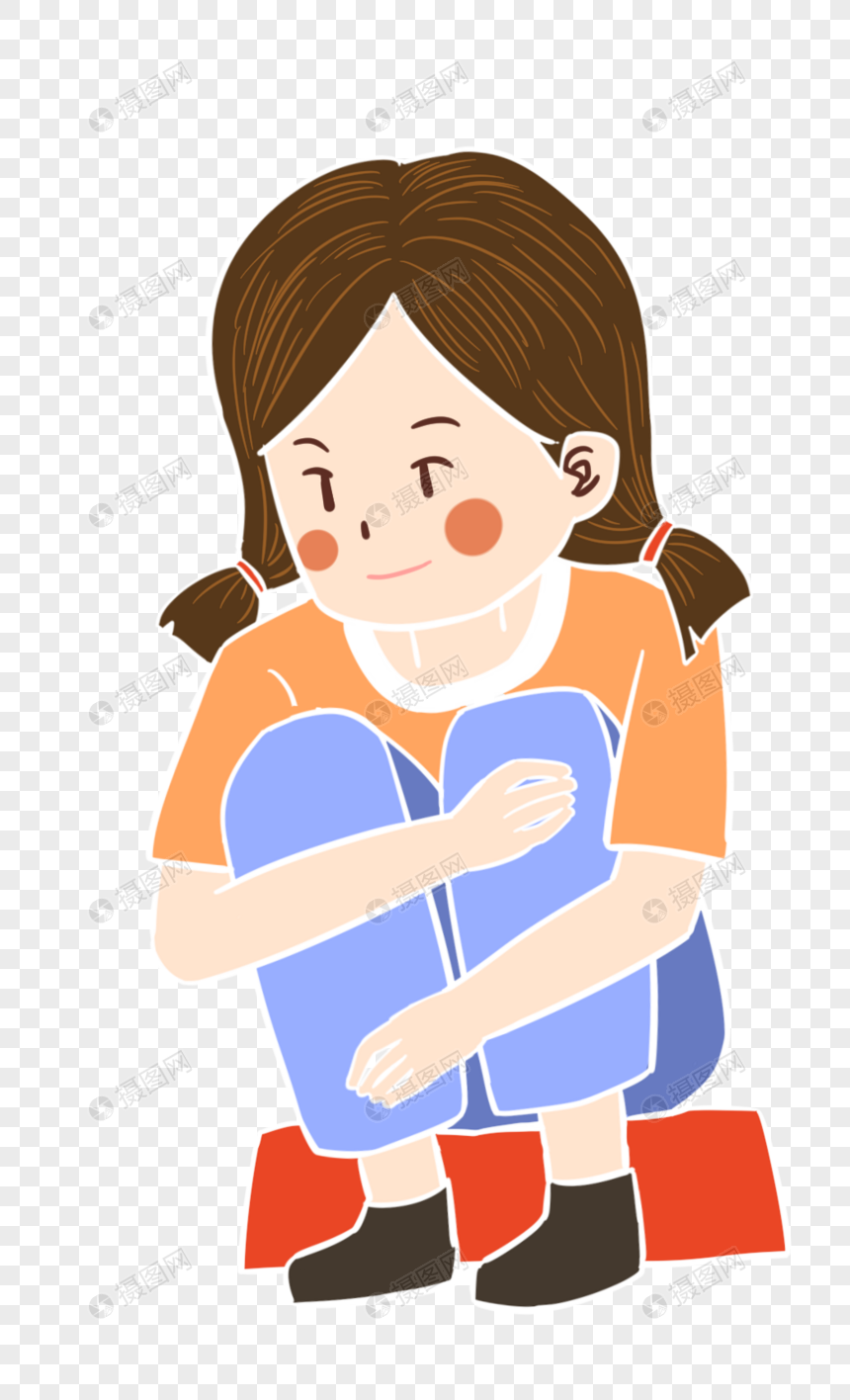 蹲着女孩