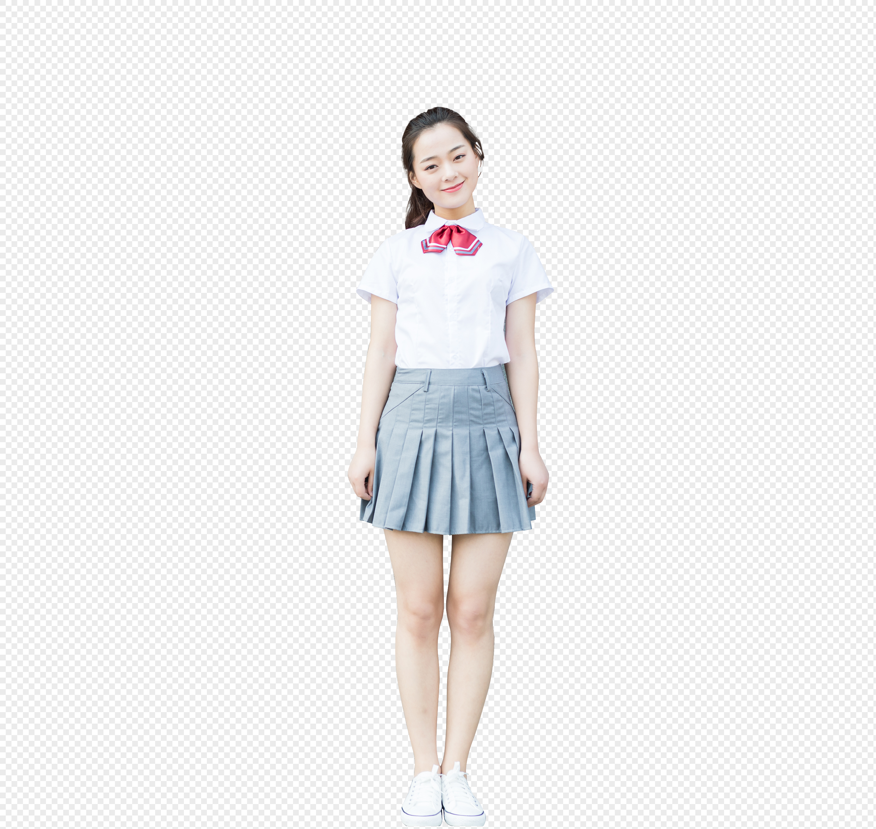 大学校园里微笑的女生学生时代校服