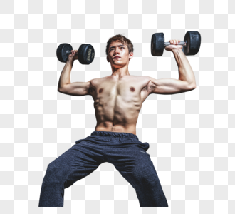 锻炼健身房强壮男性哑铃运动高清图片