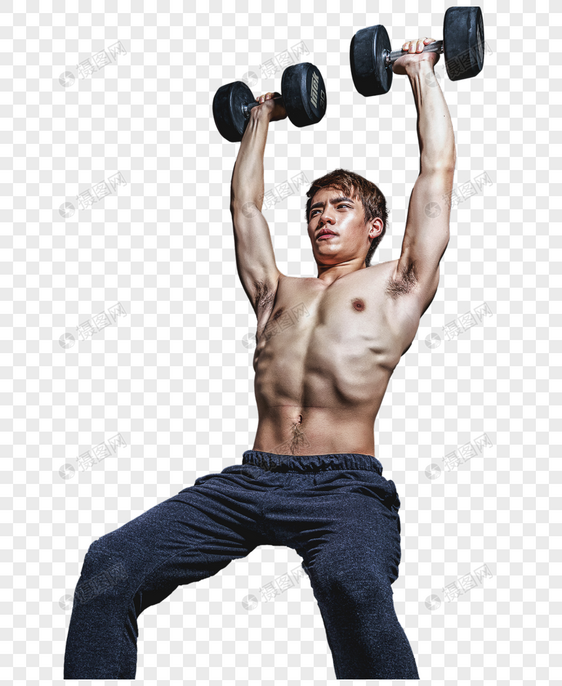 锻炼健身房强壮男性哑铃运动图片