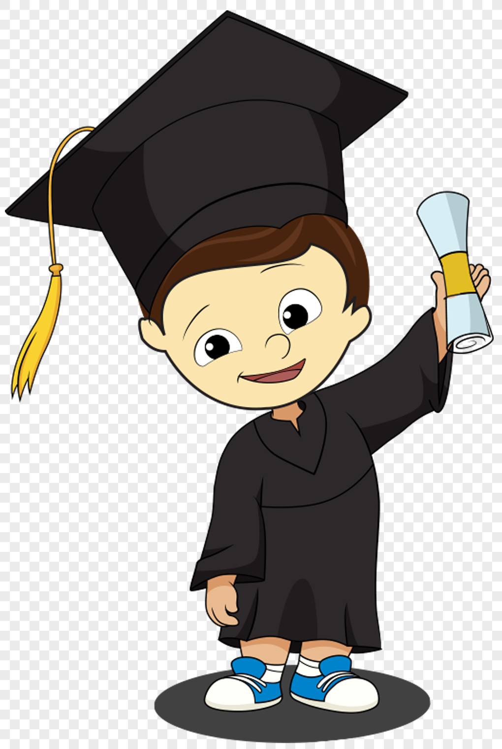 男孩穿着学士服