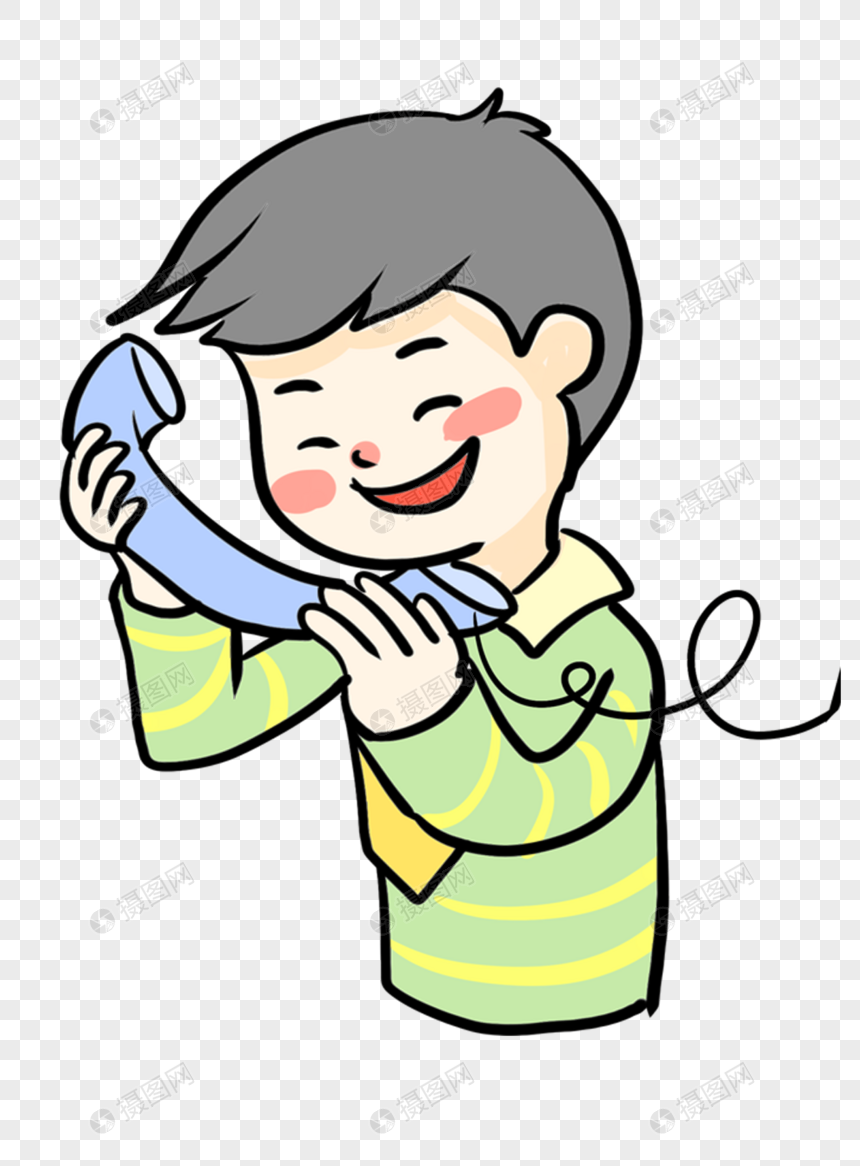 男孩打电话元素素材下载-正版素材400364080-摄图网