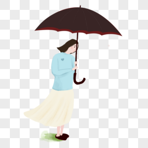 女孩撑着伞图片