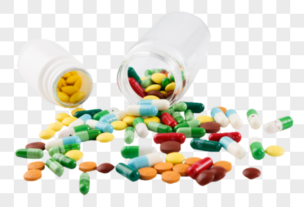 各种颜色彩色的药片和胶囊高清图片