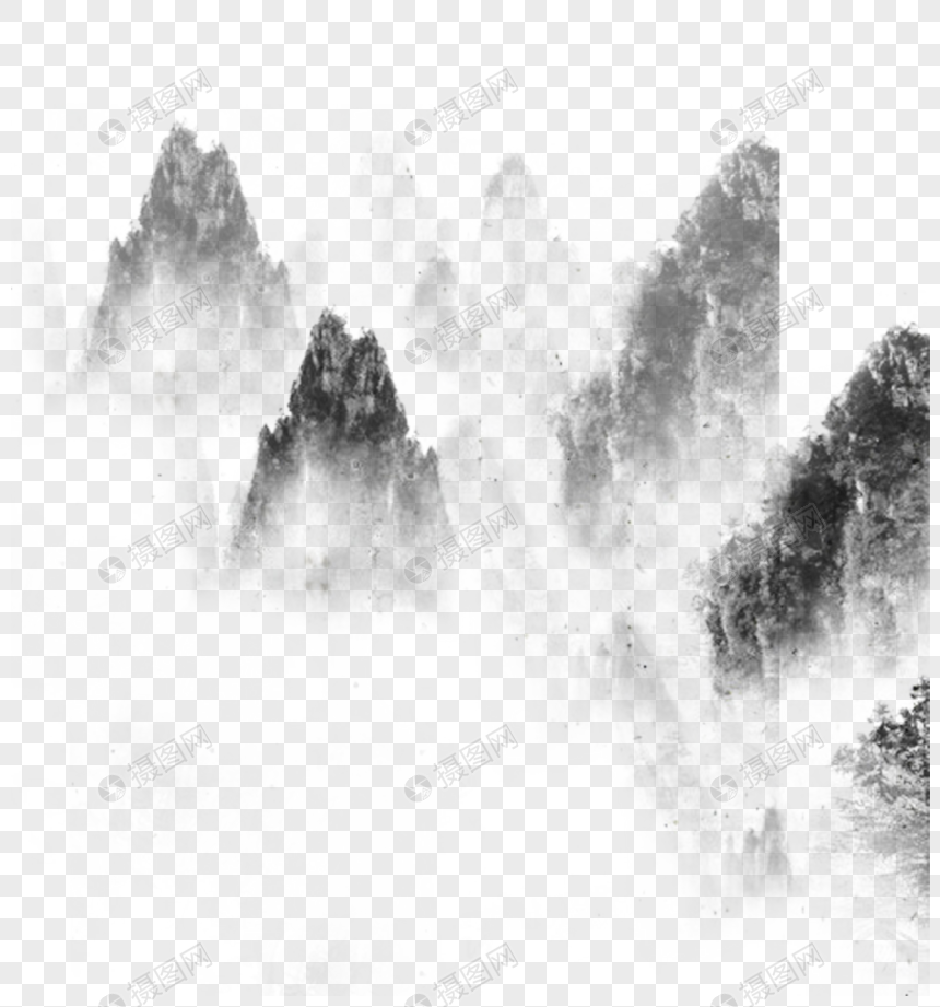 水墨画群山元素素材下载 正版素材 摄图网 水墨画群山元素素材下载 正版素材 摄图网